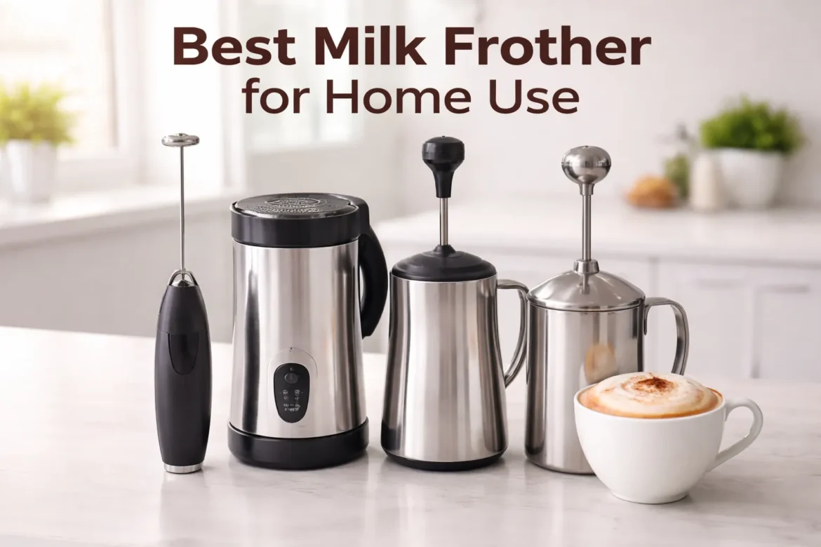 handheld, automatic, and manual milk frother types for home coffee drinks